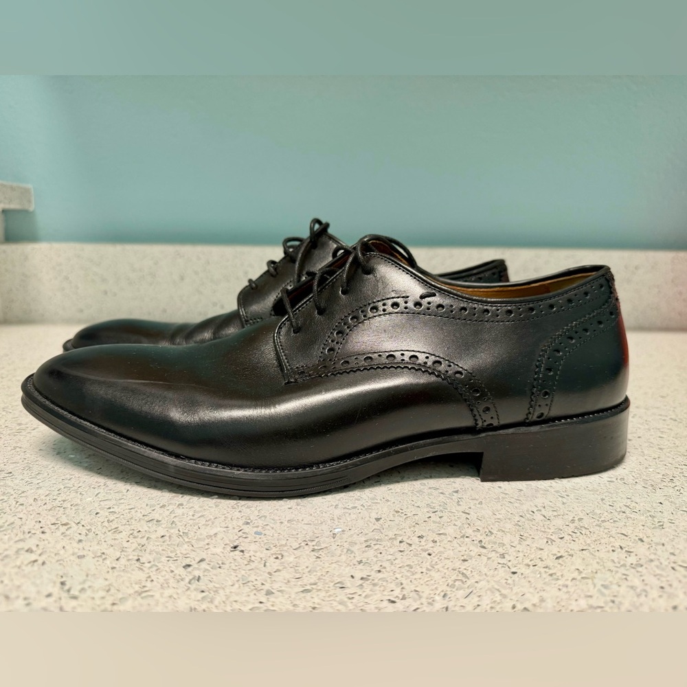 Johnston Murphy Mens Oxford Black Leather Size 11M